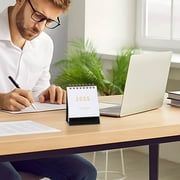 Allowith Mini Desk Calendar 2025-2026 ,Small Desktop Calendar Mini Daily Schedule Thick Paper Twin-Wire Binding with Stickers for Home Office School